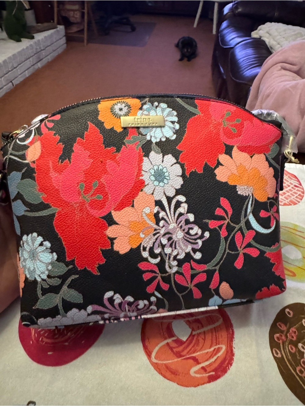 Trina Turk Crossbody with Red and Coral Floral Print
